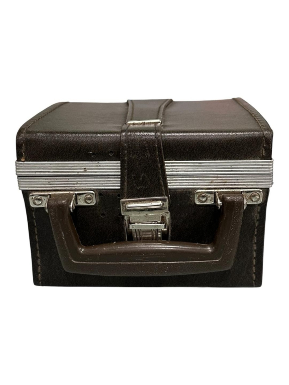 Vintage Cassette Tape Storage Case Audio Holder Travel Red Lining Brown